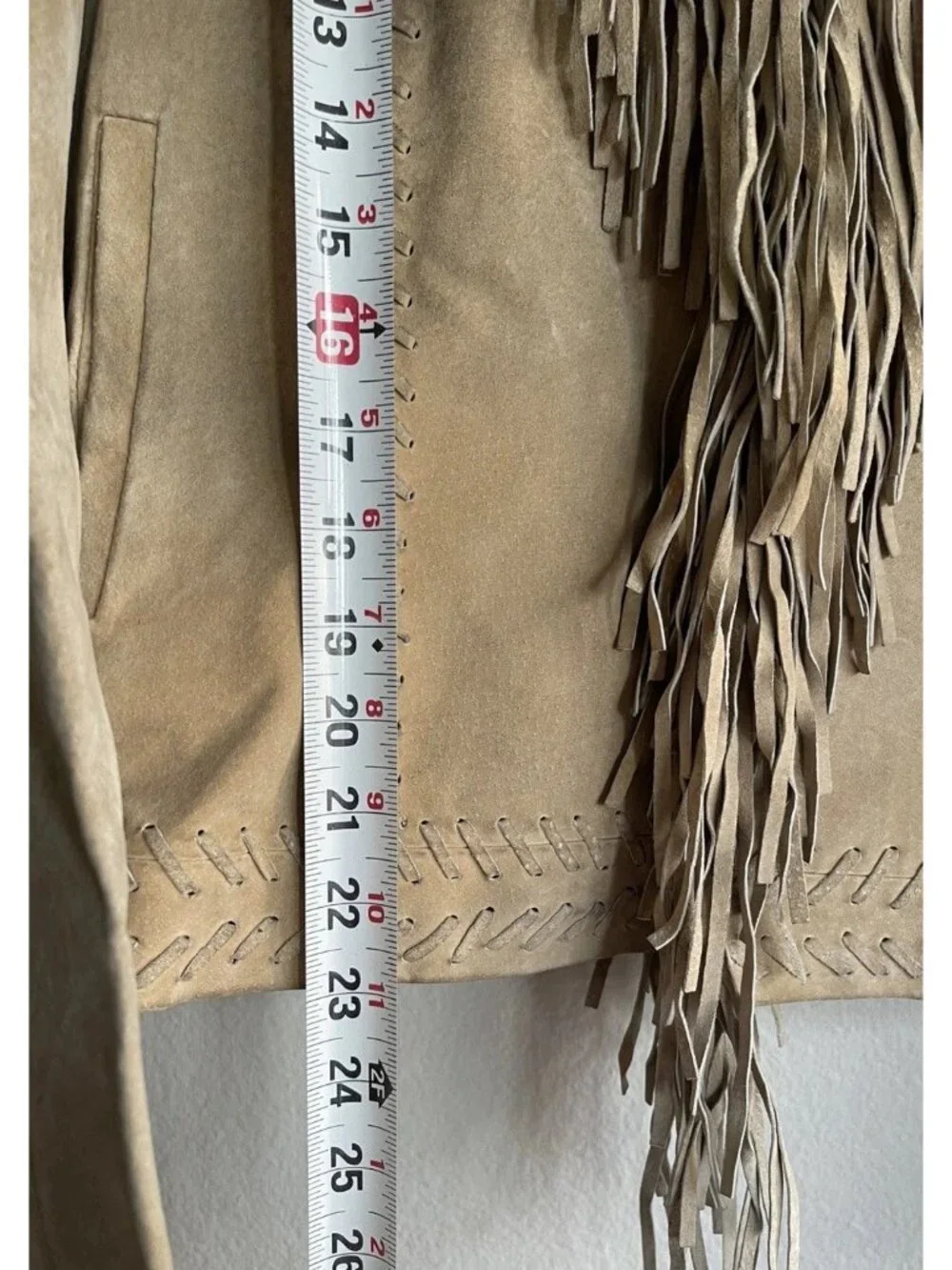 Newport News Jeanology collection 100% leather Western jacket with fringe sz 18 - Picture 6 of 14